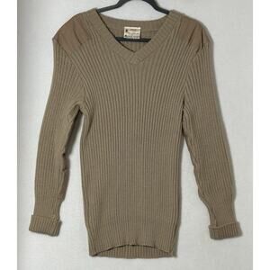 Vintage Brigade Quartermasters Sweater Mens 44 Tan Woolly Pulley Wool Military